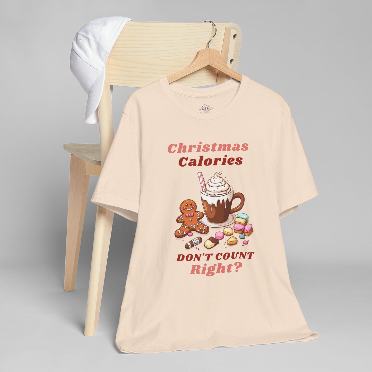 Christmas T-Shirt - Calories Don't Count, Funny Holiday TShirt, Party Outfit Unisex, Festive Apparel for Photo Shoots