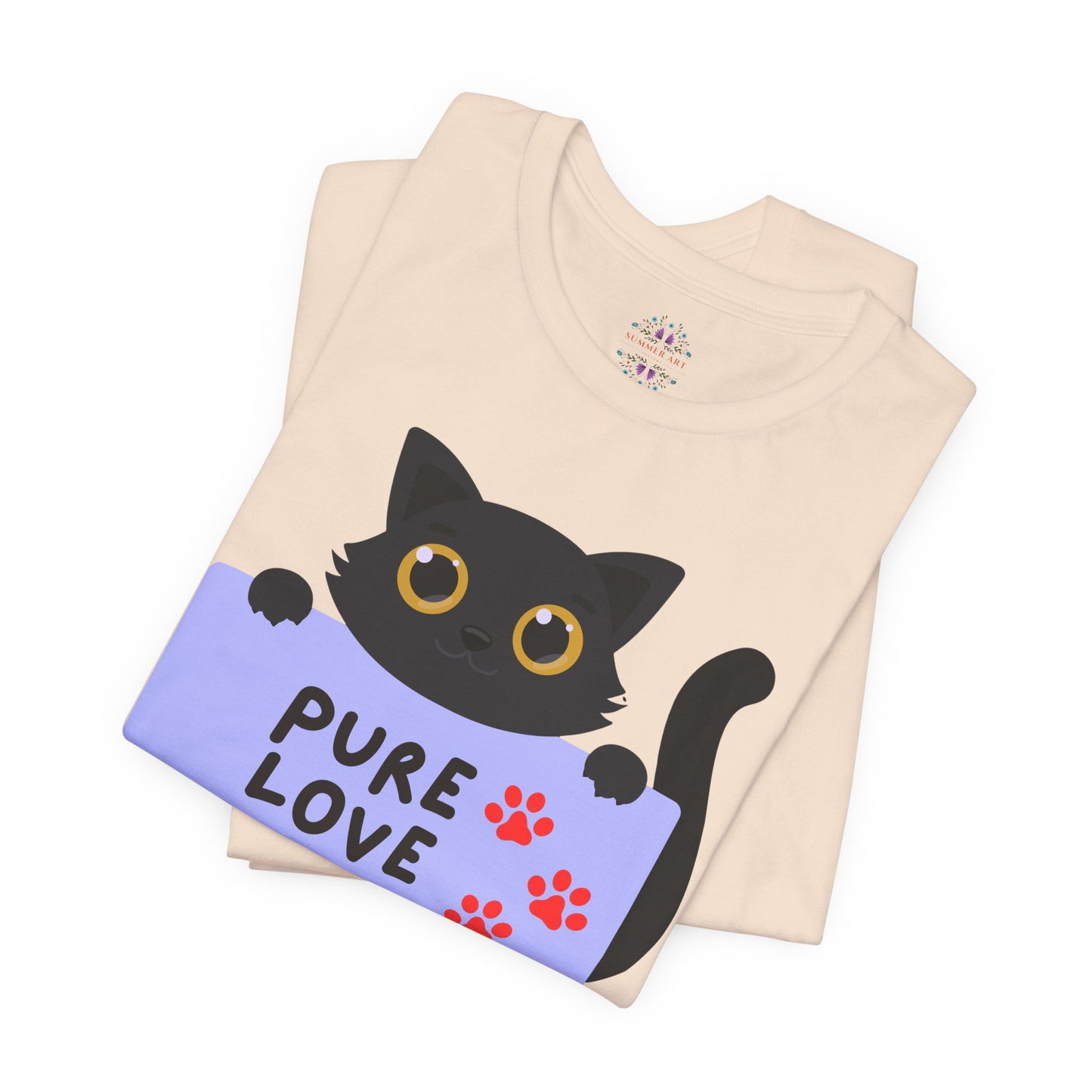 Black Cat T-shirt- Cute Cat Graphic tee, Pet Lover Top, Pure Love