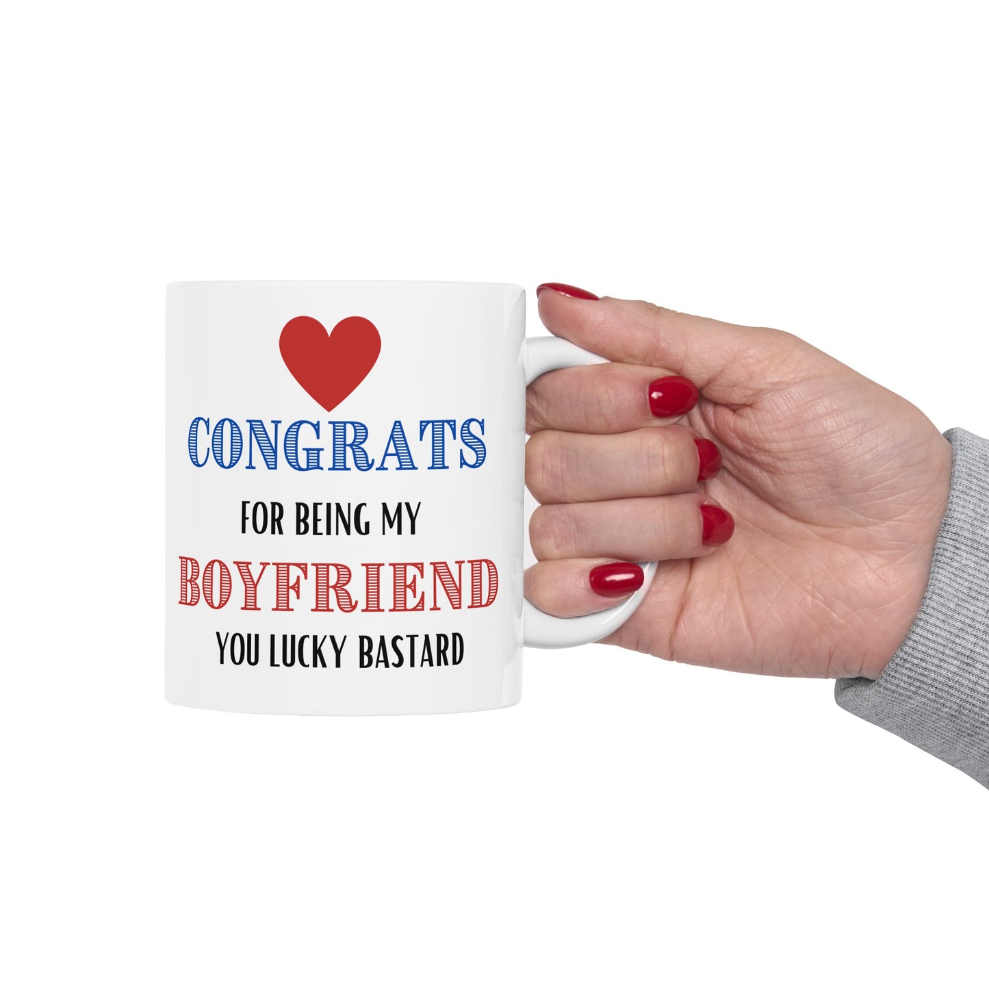 Congrats for Being My Boyfriend - Mug Gift for Him Valentines Day, Gift for Bithday from Girlfriend, Love Anniversaries Humor Mug, Sarcastic Gift