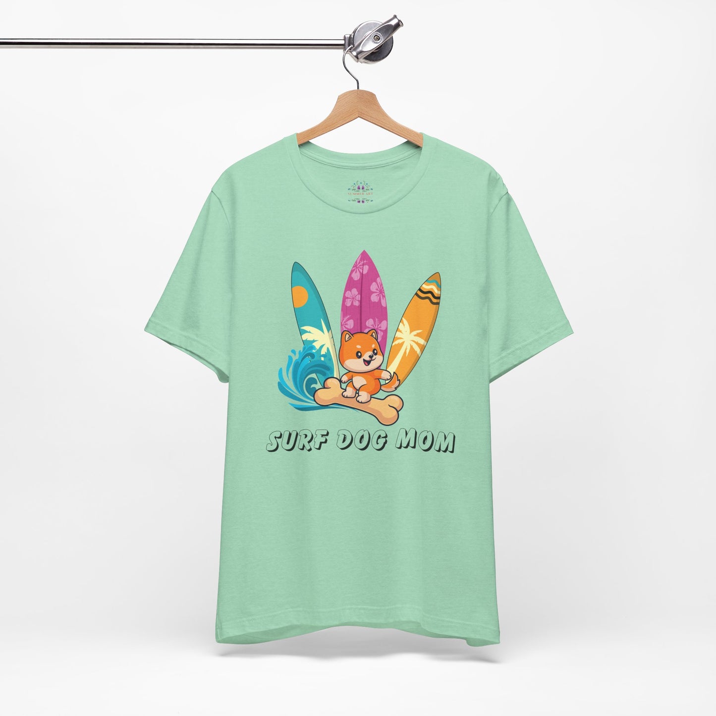 Dog Mom T-Shirt - Summer Beach Shirt for Dog Mom Surfing Gifts, Cute Dog Surfing Graphic Tee, Summer Beach Fashion