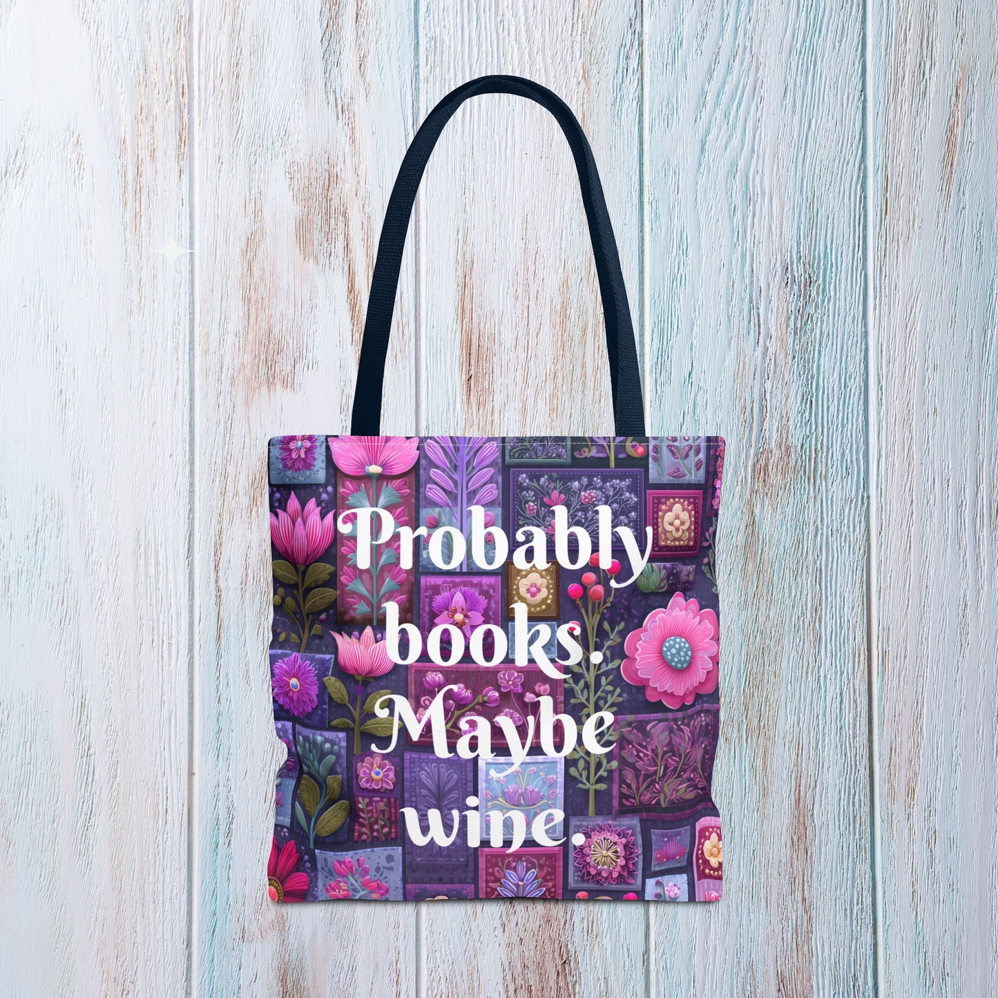 Tote Bag for Book Shopping Bag Gift for Book Lover Wine Lovers Gift for Her Nature Inspired Art Floral Bag Giftful Book Club Purse for Women