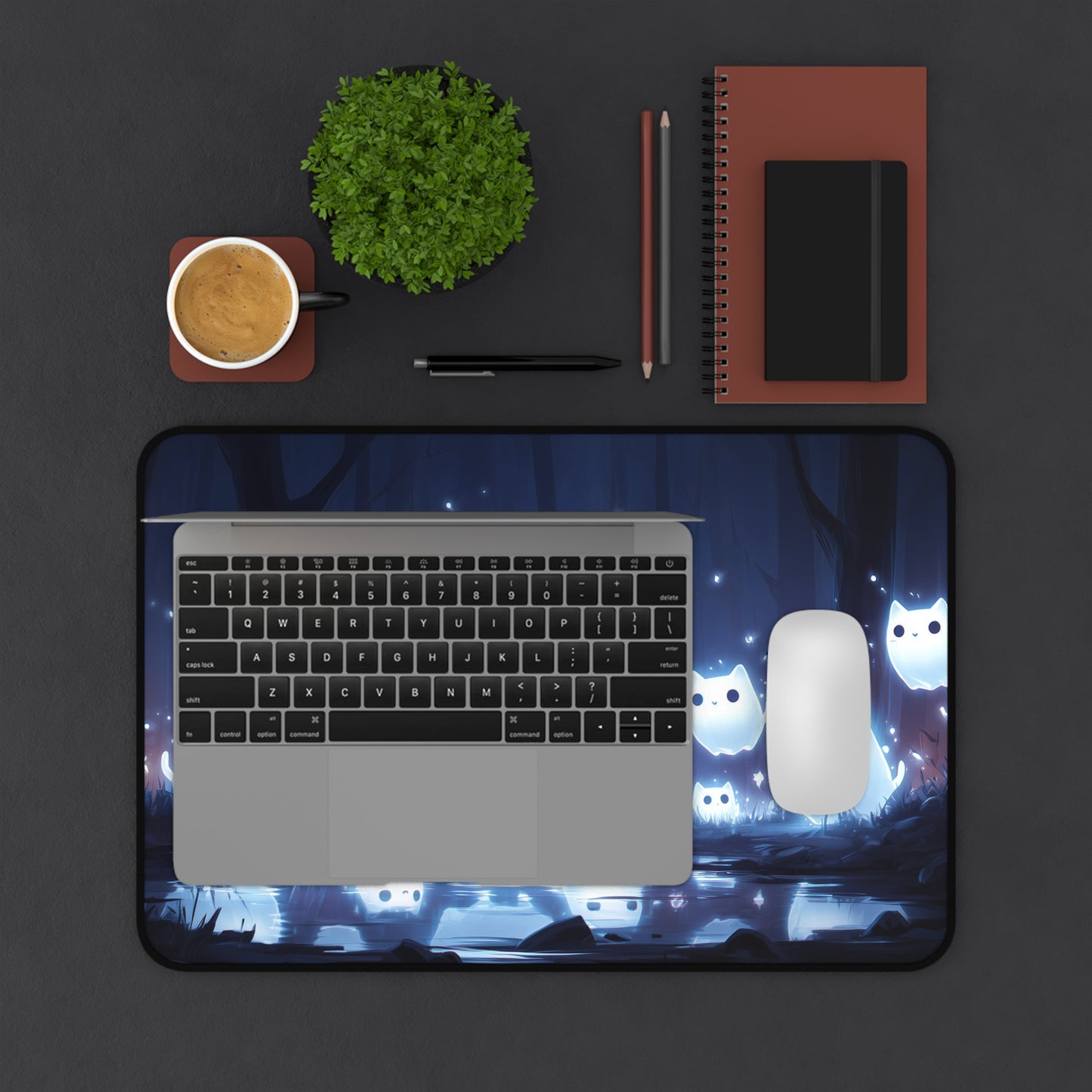 Ghost Cat Mouse Mat- Cat-themed Office Decor, Cute Gaming Mouse Pad, Unique Gift for Friend, Nighttime Study Accessory, PC Accessories