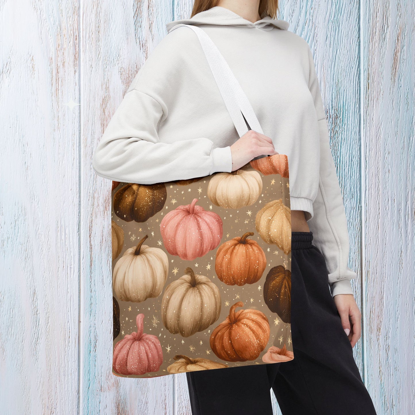 Fall Autumn Pumpkin Tote Bag, Fall Market Shopping Bag, Halloween Trick or Treat AOP Tote Bag, Cute Pumpkins Bookish Tote Bag Gift for Her