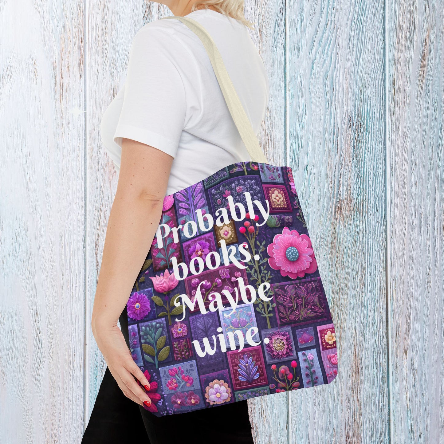 Tote Bag for Book Shopping Bag Gift for Book Lover Wine Lovers Gift for Her Nature Inspired Art Floral Bag Giftful Book Club Purse for Women