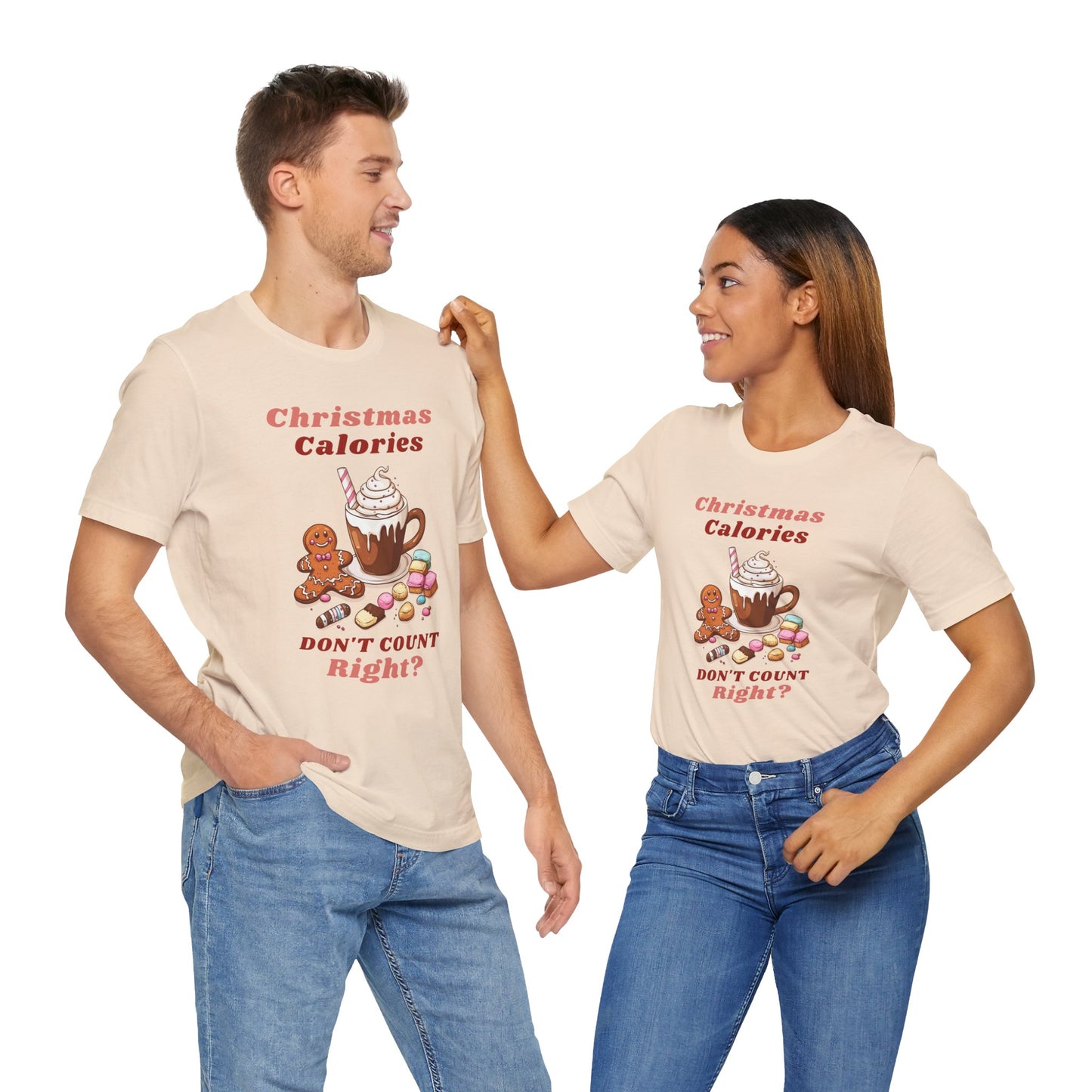 Christmas T-Shirt - Calories Don't Count, Funny Holiday TShirt, Party Outfit Unisex, Festive Apparel for Photo Shoots