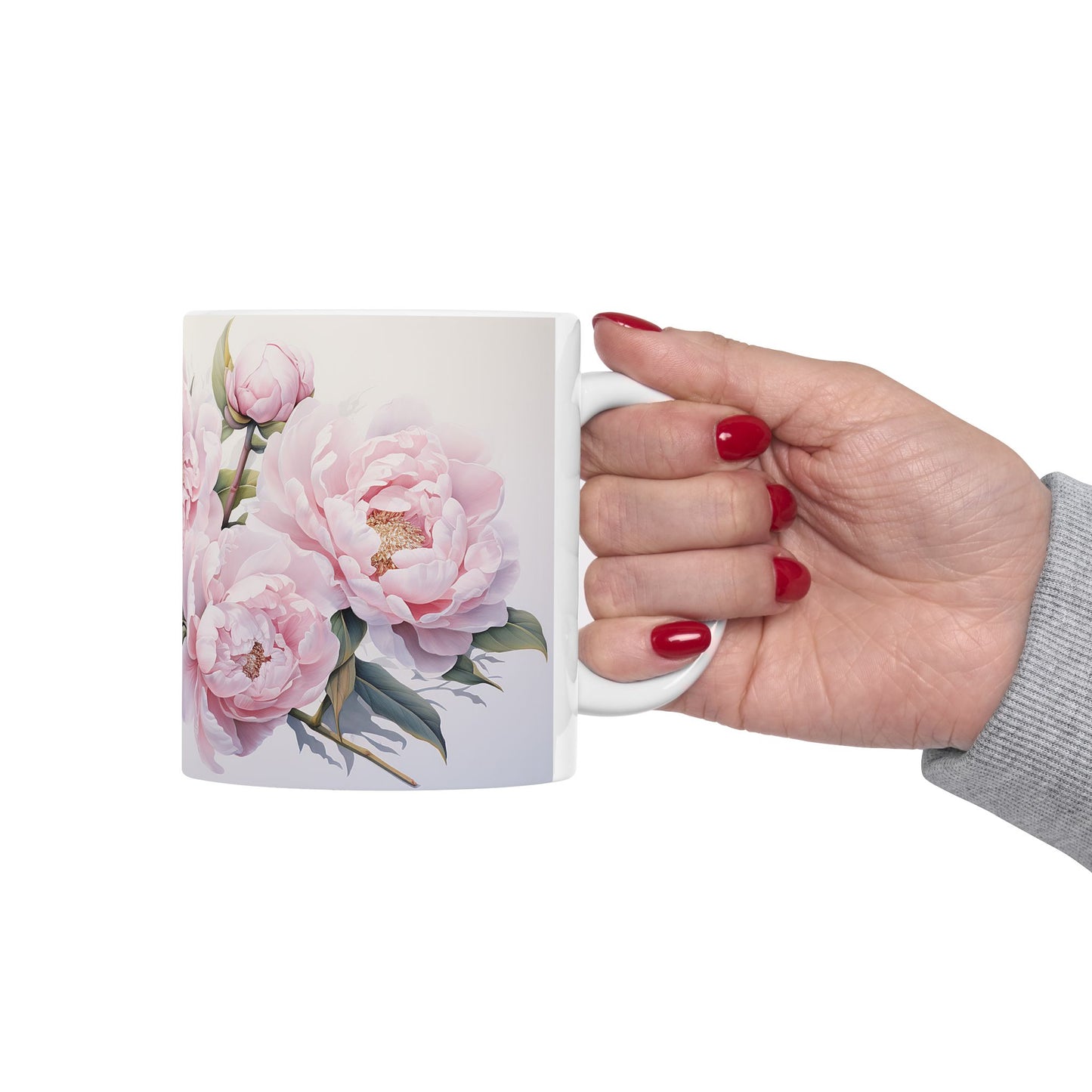 Floral Peonies Coffee Mug - Summer Kitchen Decor, Pretty Peony Flower Cup, Bridal Shower Thank You Gift