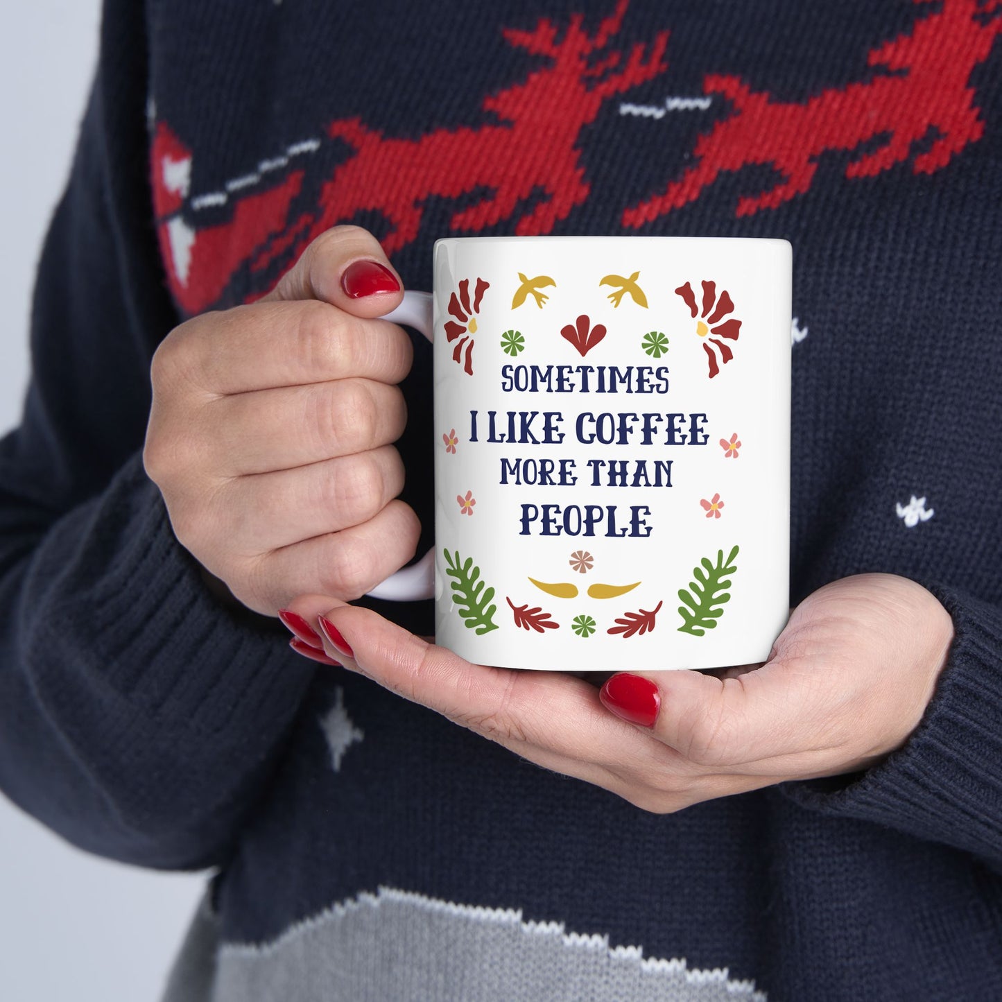 I Like Coffee More Than People Mug -Dont Like People Mug, Sence of Humor , Gift for Coworker, Novelty Funny Sarcastic Mug, Rude Mug for Adults