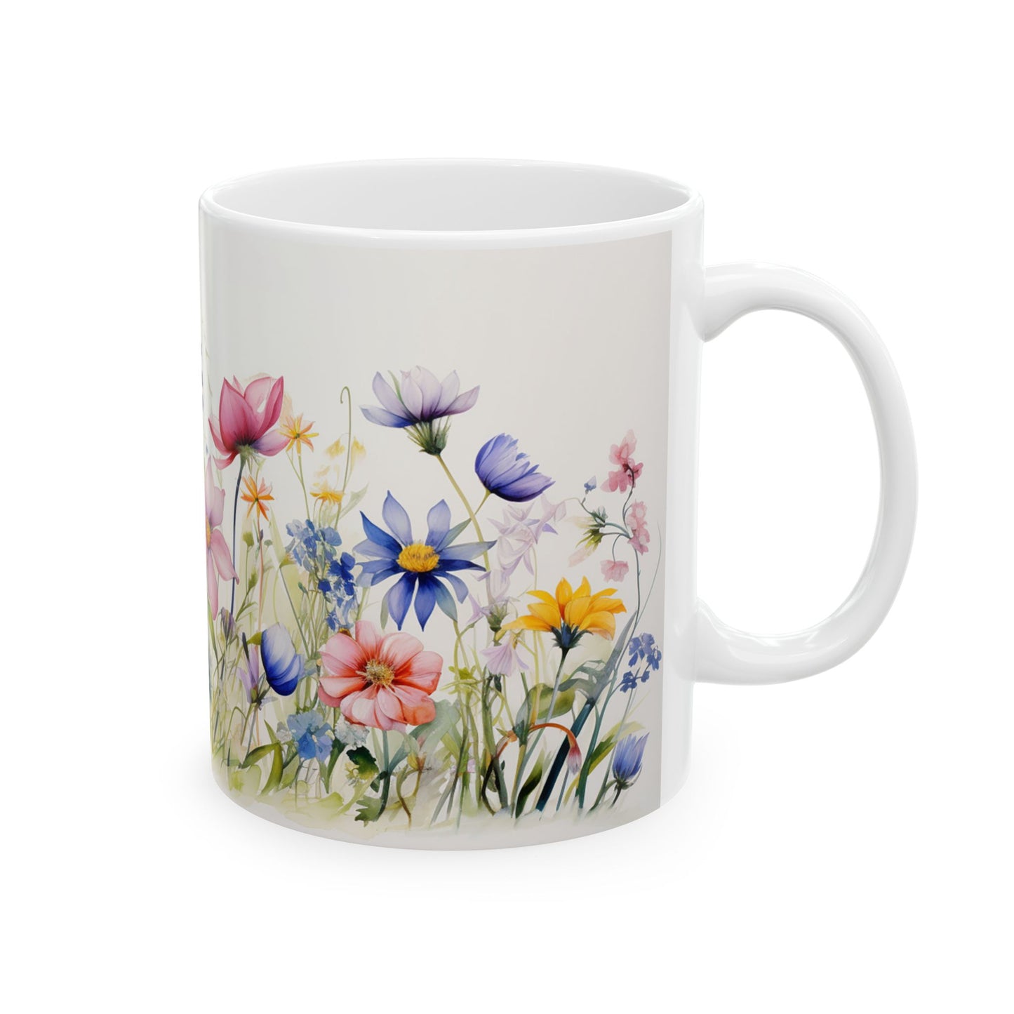 Meadow flowers mug - Wildflower Floral Coffee Mug, Flower Garden Ceramic Teacup With Handle