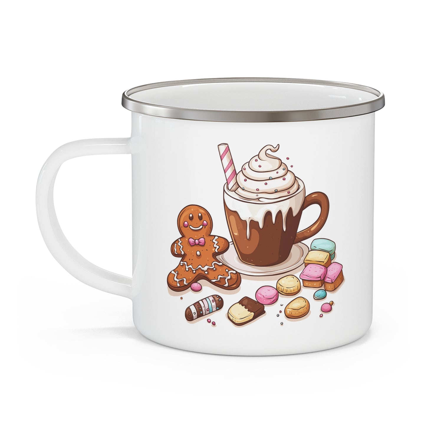Christmas Enamel Camping Mug- Calories Don't Count, Gift for Friends, Gift for Girlfriend, Secret Santa Mug, Hot Cocoa Mug, Travel Accessories