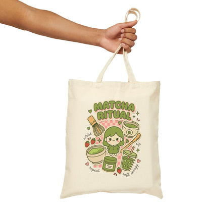 Matcha Ritual Tote | Matcha Girl Aesthetic, Café Cat Illustration