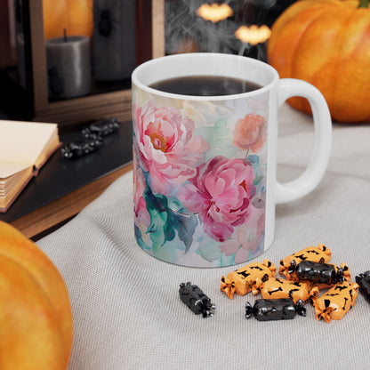 Vintage Peony Mug- Flower Lovers Gift for Her, Coffee Ceramic Mug
