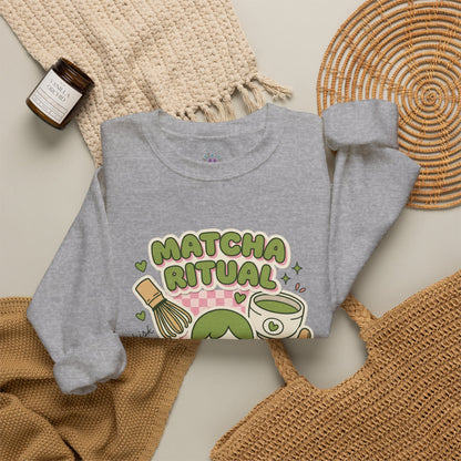 Matcha Ritual Crewneck Sweatshirt | Matcha Aesthetic, Café Girl Graphic