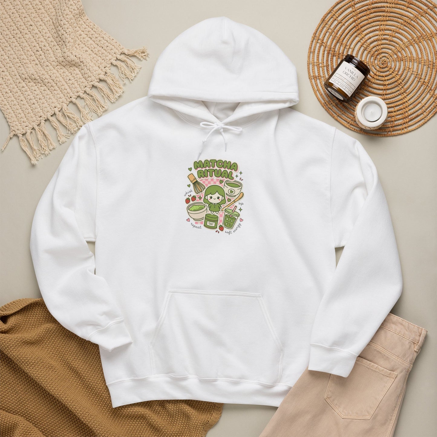 Matcha Cat Latte Hoodie | matcha aesthetic, café girl style