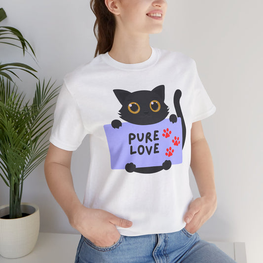 Black Cat T-shirt- Cute Cat Graphic tee, Pet Lover Top, Pure Love
