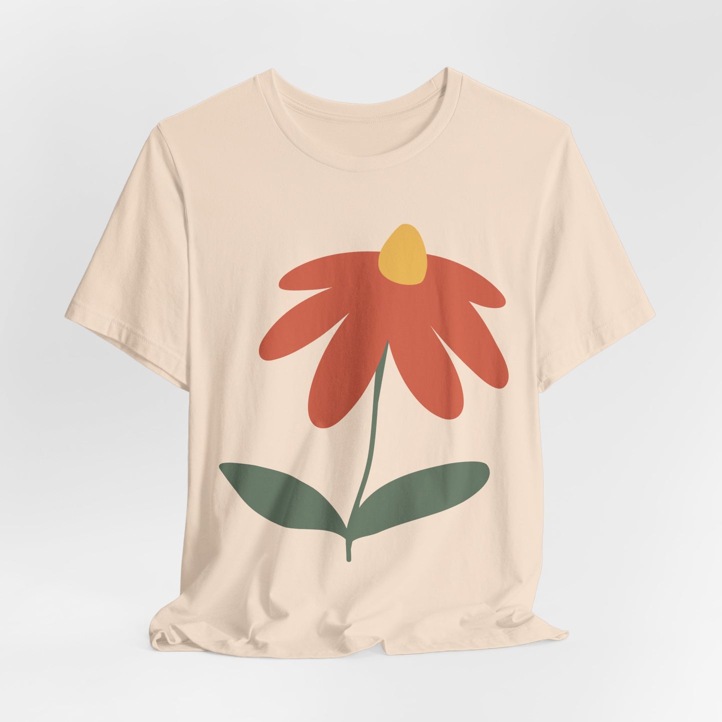 Retro Minimalist Flower Tee — Simple Orange Daisy Graphic T-Shirt