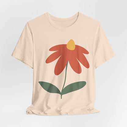 Retro Minimalist Flower Tee — Simple Orange Daisy Graphic T-Shirt