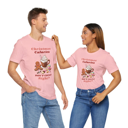 Christmas T-Shirt - Calories Don't Count, Funny Holiday TShirt, Party Outfit Unisex, Festive Apparel for Photo Shoots
