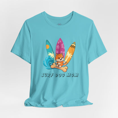 Dog Mom T-Shirt - Summer Beach Shirt for Dog Mom Surfing Gifts, Cute Dog Surfing Graphic Tee, Summer Beach Fashion