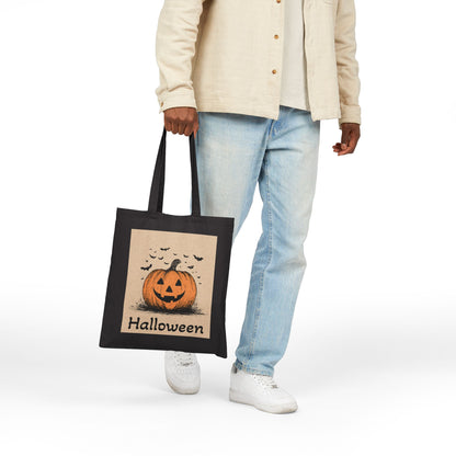 Halloween Tote Bag Trick or Treat Candy Halloween Fall Gift Tote Bag, Shoulder Shopping Bag for Him Her, Scarry Cuteness Pumpkin Tote
