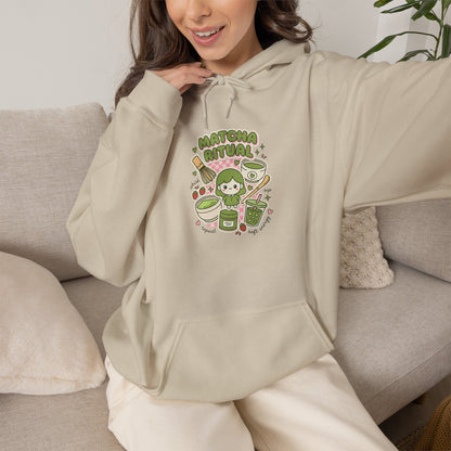 Matcha Cat Latte Hoodie | matcha aesthetic, café girl style
