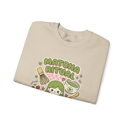 Matcha Ritual Crewneck Sweatshirt | Matcha Aesthetic, Café Girl Graphic