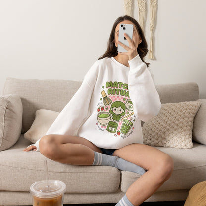 Matcha Ritual Crewneck Sweatshirt | Matcha Aesthetic, Café Girl Graphic