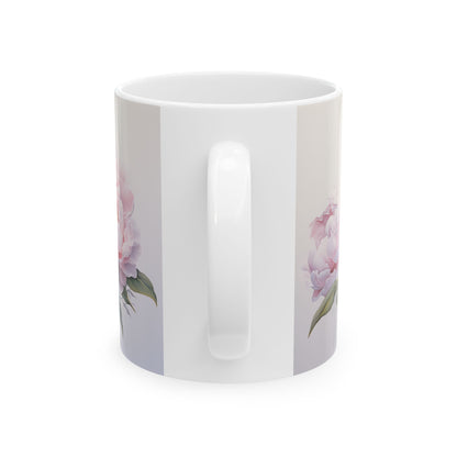 Floral Peonies Coffee Mug - Summer Kitchen Decor, Pretty Peony Flower Cup, Bridal Shower Thank You Gift