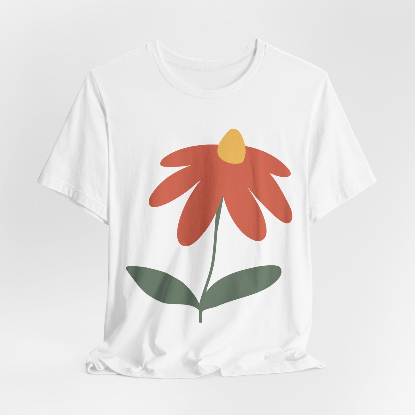 Retro Minimalist Flower Tee — Simple Orange Daisy Graphic T-Shirt