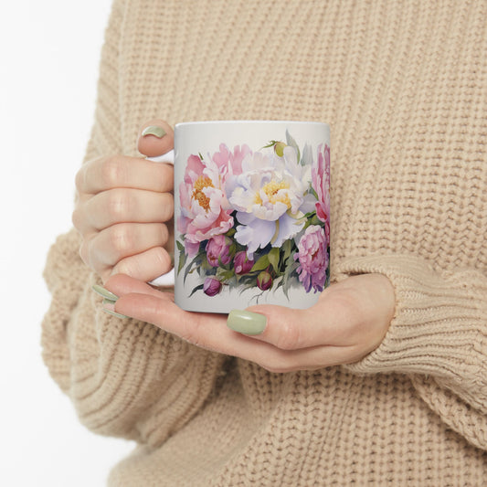 Beautiful Pink Peony mug- Ceramic Coffee Mug, Peony lovers Mug, Elegant Flower Cup, Botanical Tea Mug, Gift for Her & Mom