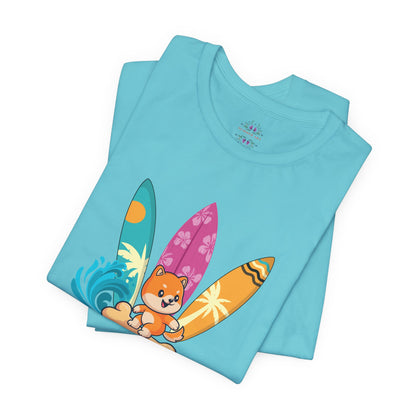 Dog Mom T-Shirt - Summer Beach Shirt for Dog Mom Surfing Gifts, Cute Dog Surfing Graphic Tee, Summer Beach Fashion