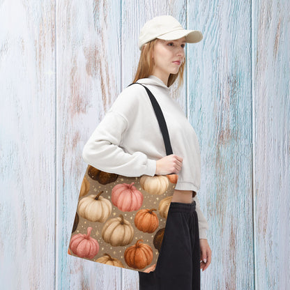 Fall Autumn Pumpkin Tote Bag, Fall Market Shopping Bag, Halloween Trick or Treat AOP Tote Bag, Cute Pumpkins Bookish Tote Bag Gift for Her