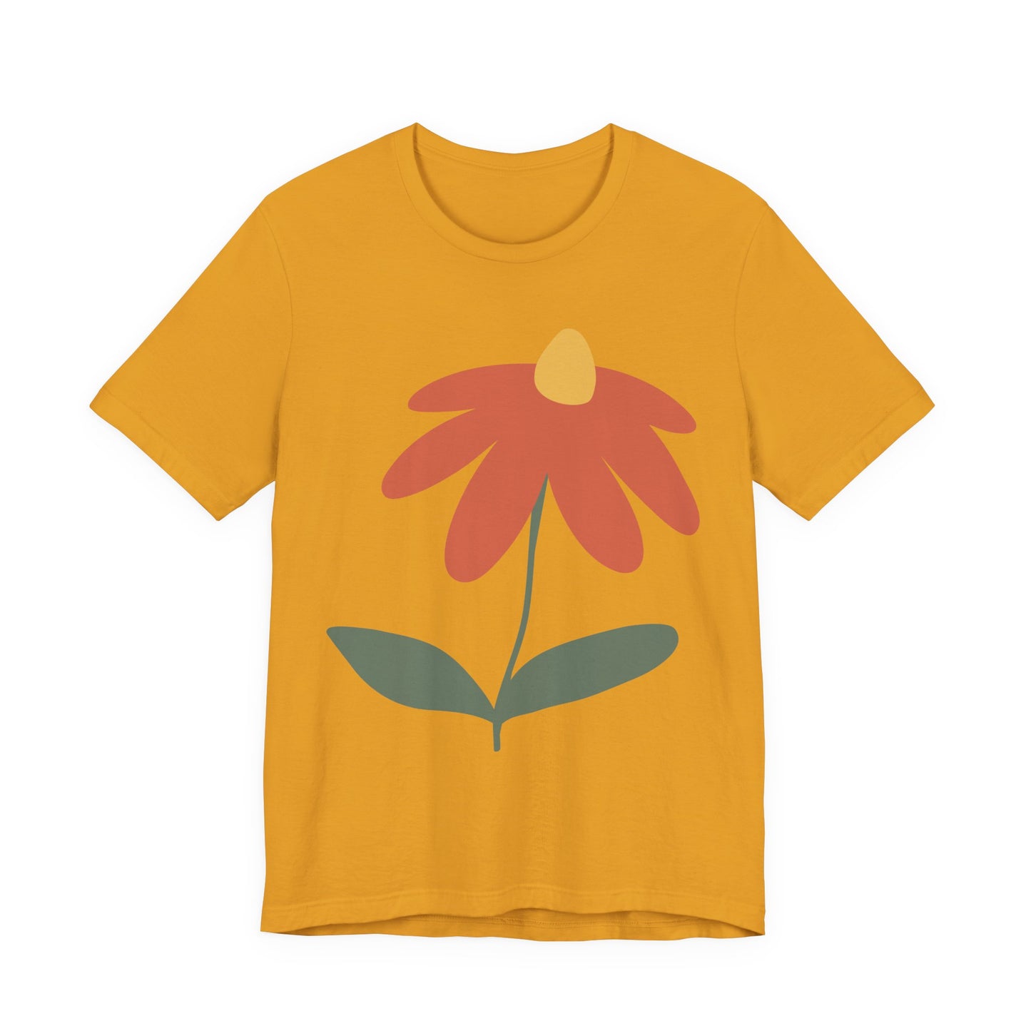 Retro Minimalist Flower Tee — Simple Orange Daisy Graphic T-Shirt