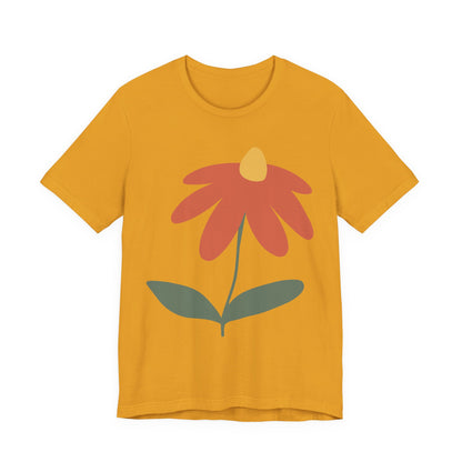 Retro Minimalist Flower Tee — Simple Orange Daisy Graphic T-Shirt