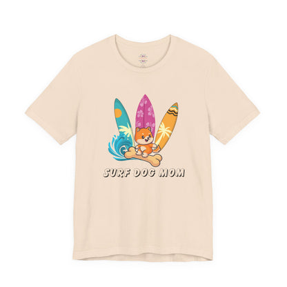 Dog Mom T-Shirt - Summer Beach Shirt for Dog Mom Surfing Gifts, Cute Dog Surfing Graphic Tee, Summer Beach Fashion