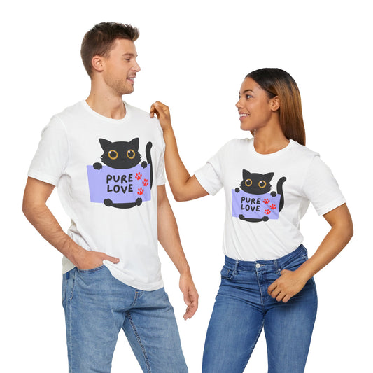 Black Cat T-shirt- Cute Cat Graphic tee, Pet Lover Top, Pure Love