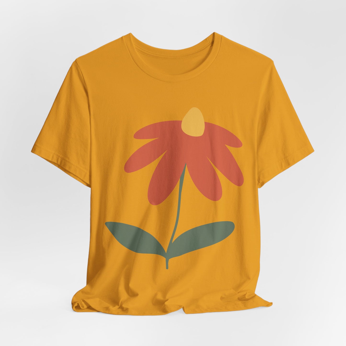 Retro Minimalist Flower Tee — Simple Orange Daisy Graphic T-Shirt
