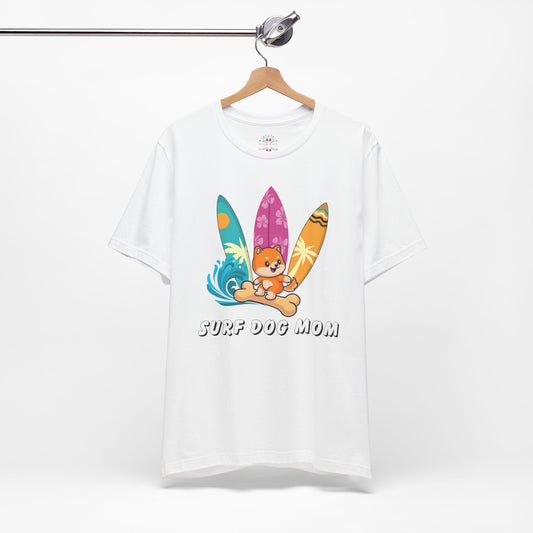 Dog Mom T-Shirt - Summer Beach Shirt for Dog Mom Surfing Gifts, Cute Dog Surfing Graphic Tee, Summer Beach Fashion