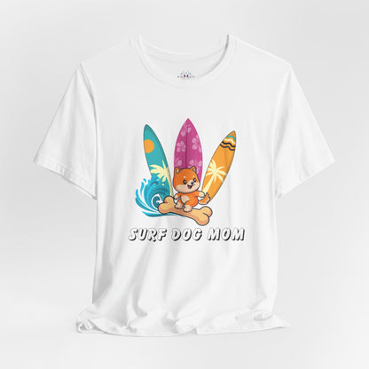 Dog Mom T-Shirt - Summer Beach Shirt for Dog Mom Surfing Gifts, Cute Dog Surfing Graphic Tee, Summer Beach Fashion