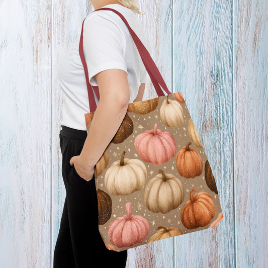 Fall Autumn Pumpkin Tote Bag, Fall Market Shopping Bag, Halloween Trick or Treat AOP Tote Bag, Cute Pumpkins Bookish Tote Bag Gift for Her