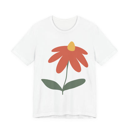 Retro Minimalist Flower Tee — Simple Orange Daisy Graphic T-Shirt