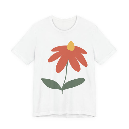 Retro Minimalist Flower Tee — Simple Orange Daisy Graphic T-Shirt