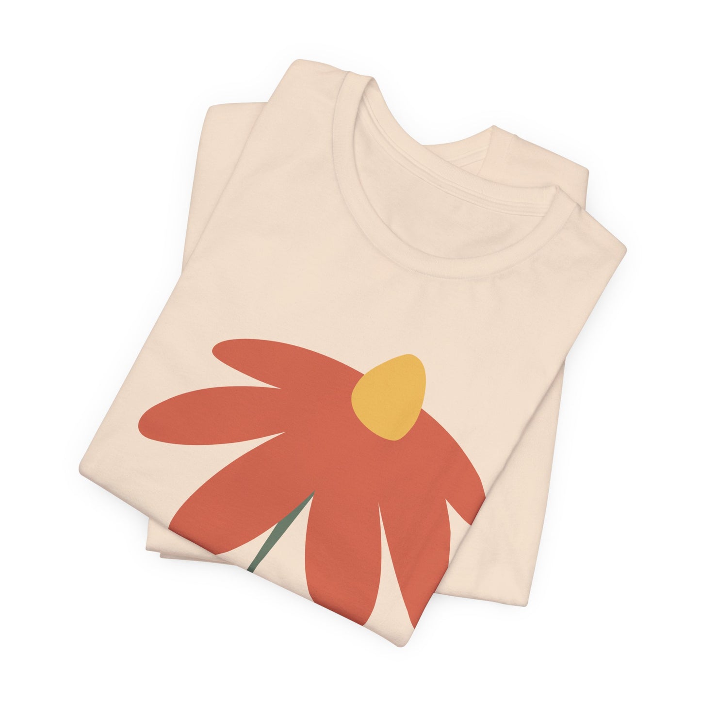 Retro Minimalist Flower Tee — Simple Orange Daisy Graphic T-Shirt