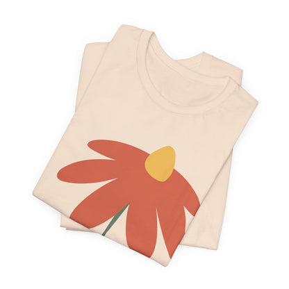Retro Minimalist Flower Tee — Simple Orange Daisy Graphic T-Shirt