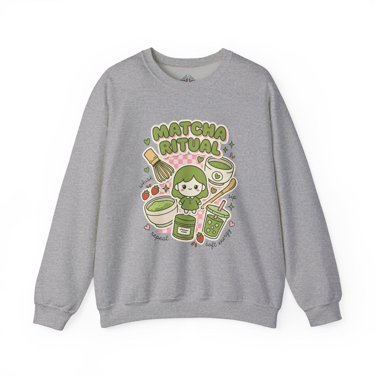 Matcha Ritual Crewneck Sweatshirt | Matcha Aesthetic, Café Girl Graphic