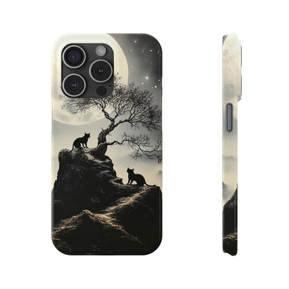Mystical Moonlight Cat Silhouette  IPhone Case for 17 16 15 14 13 12 Pro Max Phone Case Birthday Gift for Cat Lovers Cat Moms Gift