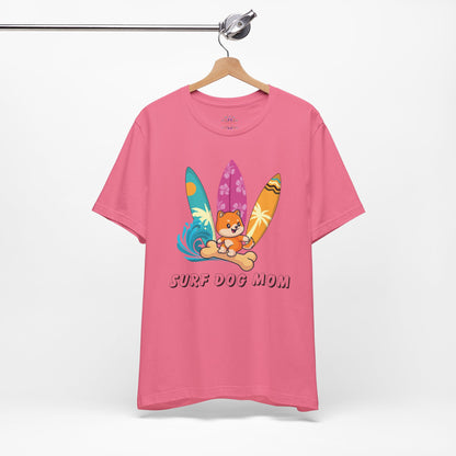 Dog Mom T-Shirt - Summer Beach Shirt for Dog Mom Surfing Gifts, Cute Dog Surfing Graphic Tee, Summer Beach Fashion
