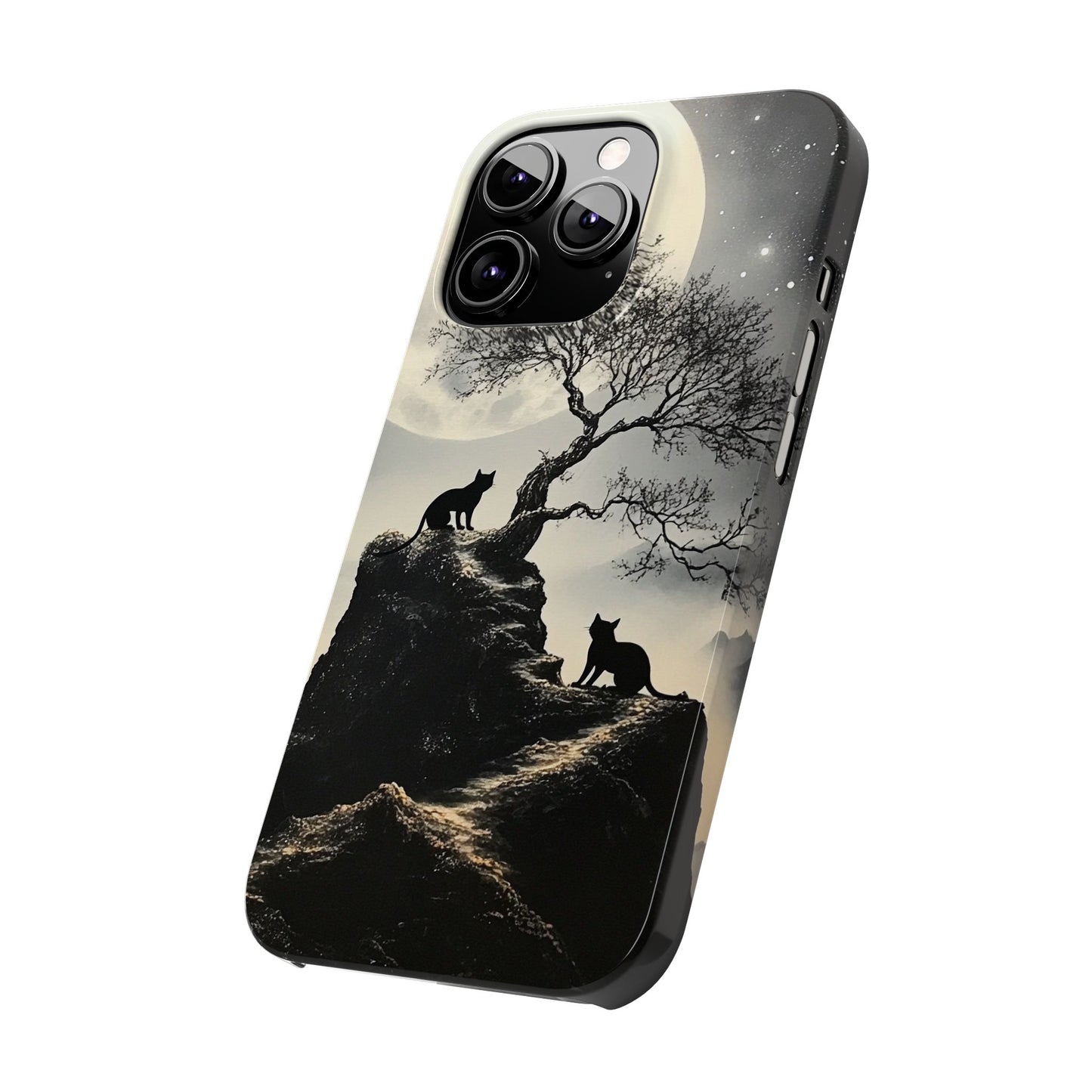 Mystical Moonlight Cat Silhouette  IPhone Case for 17 16 15 14 13 12 Pro Max Phone Case Birthday Gift for Cat Lovers Cat Moms Gift