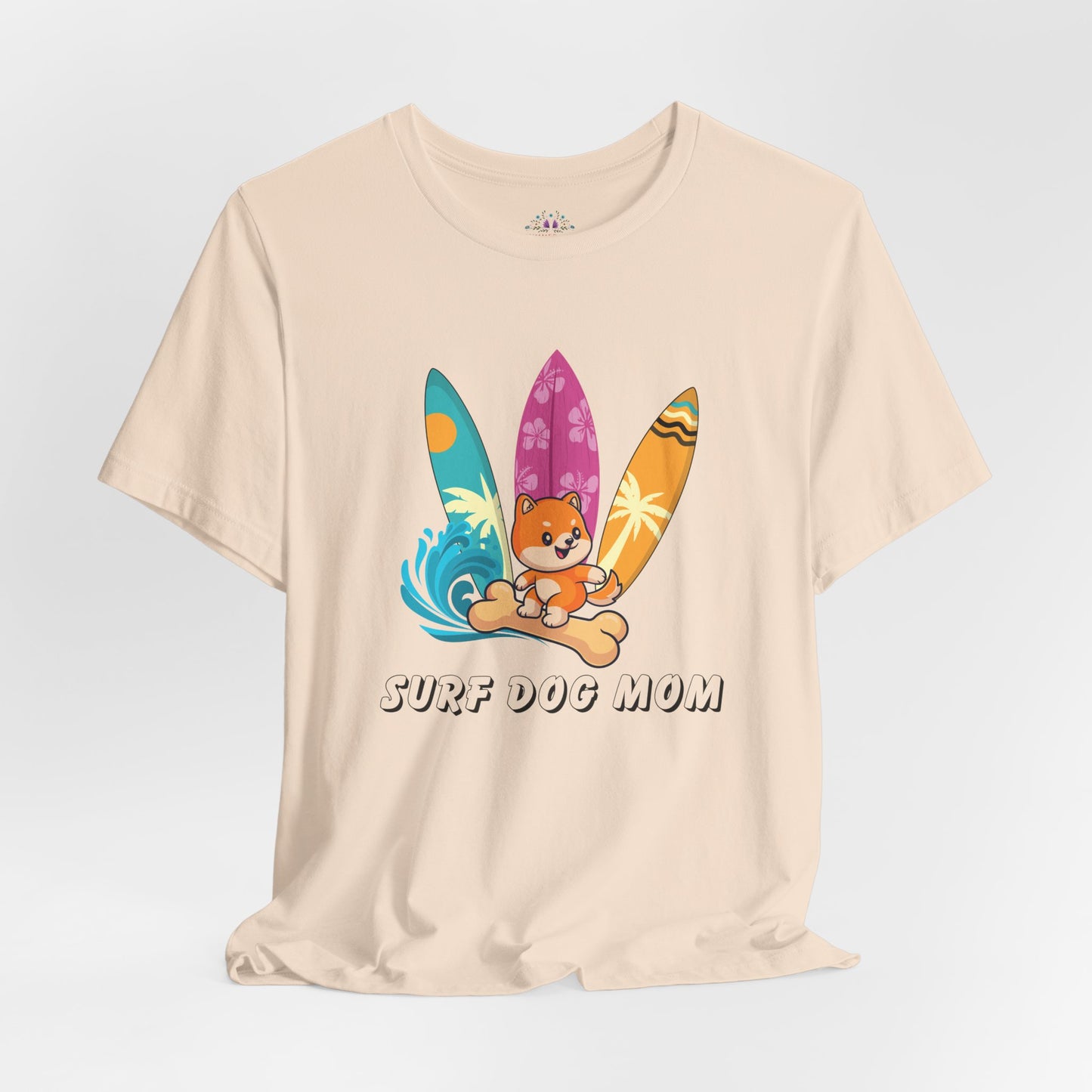 Dog Mom T-Shirt - Summer Beach Shirt for Dog Mom Surfing Gifts, Cute Dog Surfing Graphic Tee, Summer Beach Fashion