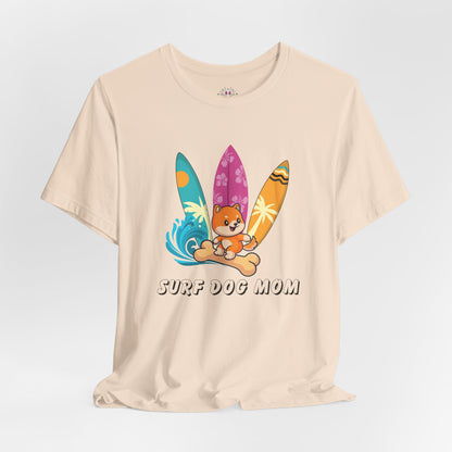 Dog Mom T-Shirt - Summer Beach Shirt for Dog Mom Surfing Gifts, Cute Dog Surfing Graphic Tee, Summer Beach Fashion