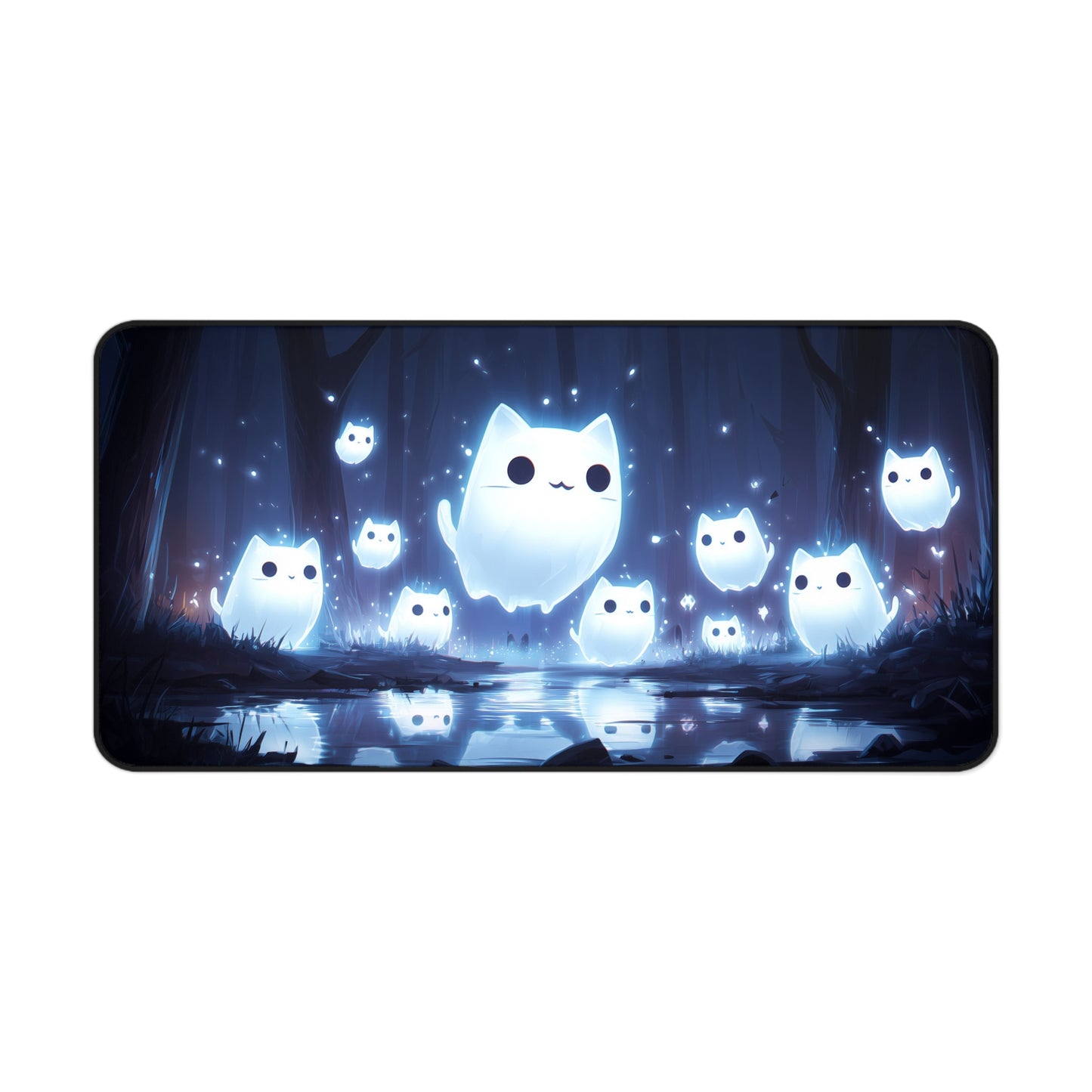 Ghost Cat Mouse Mat- Cat-themed Office Decor, Cute Gaming Mouse Pad, Unique Gift for Friend, Nighttime Study Accessory, PC Accessories